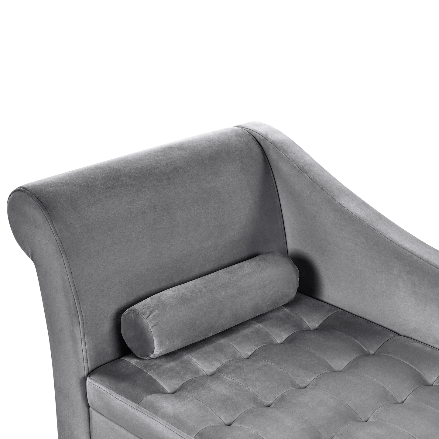 Chaiselongue Samtstoff hellgrau mit Bettkasten linksseitig PESSAC