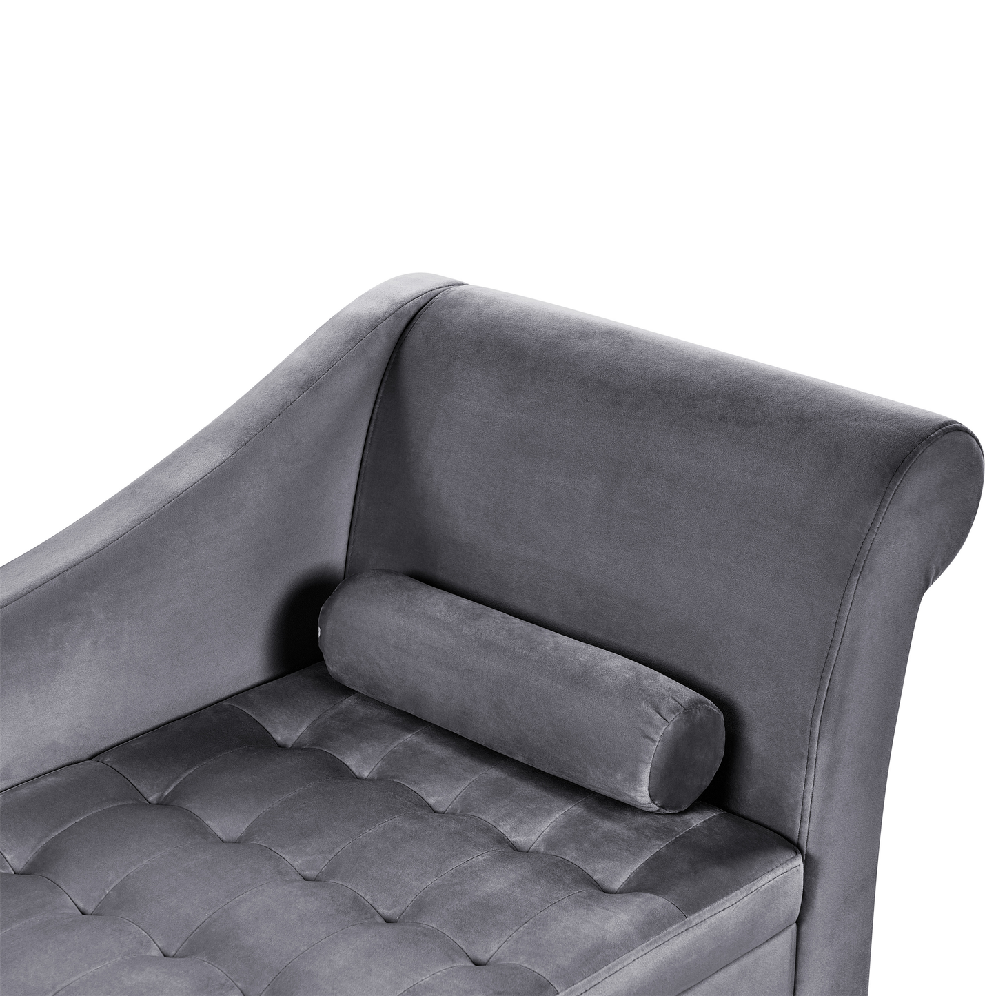 Chaiselongue Samtstoff dunkelgrau mit Bettkasten rechtsseitig PESSAC
