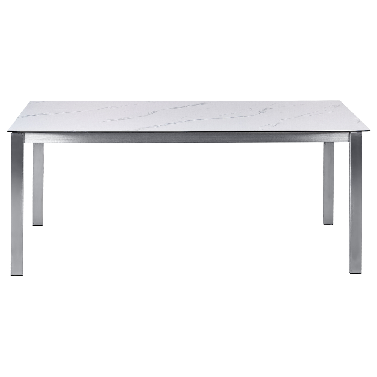 Gartentisch COSOLETO 180 cm 90 cm Marmor Optik Glas Weiss