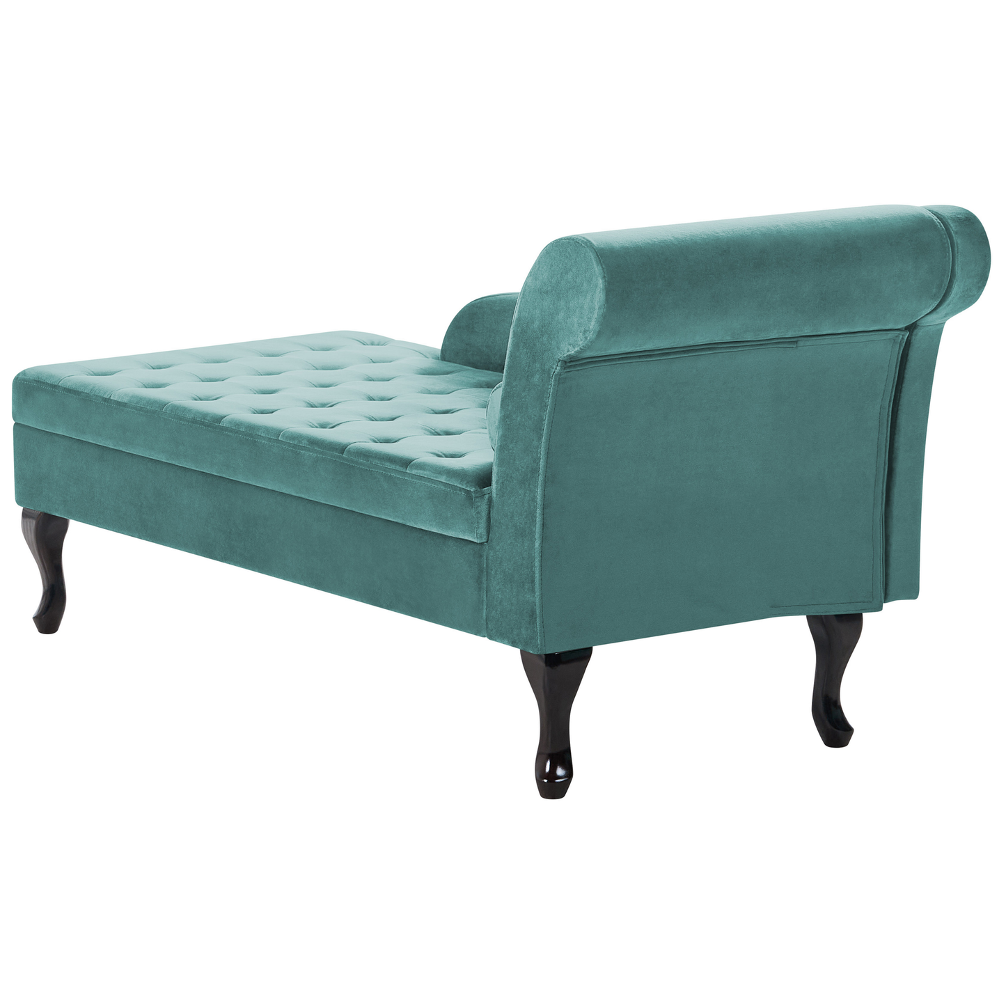 Chaiselongue Samtstoff blaugrün mit Bettkasten rechtsseitig PESSAC