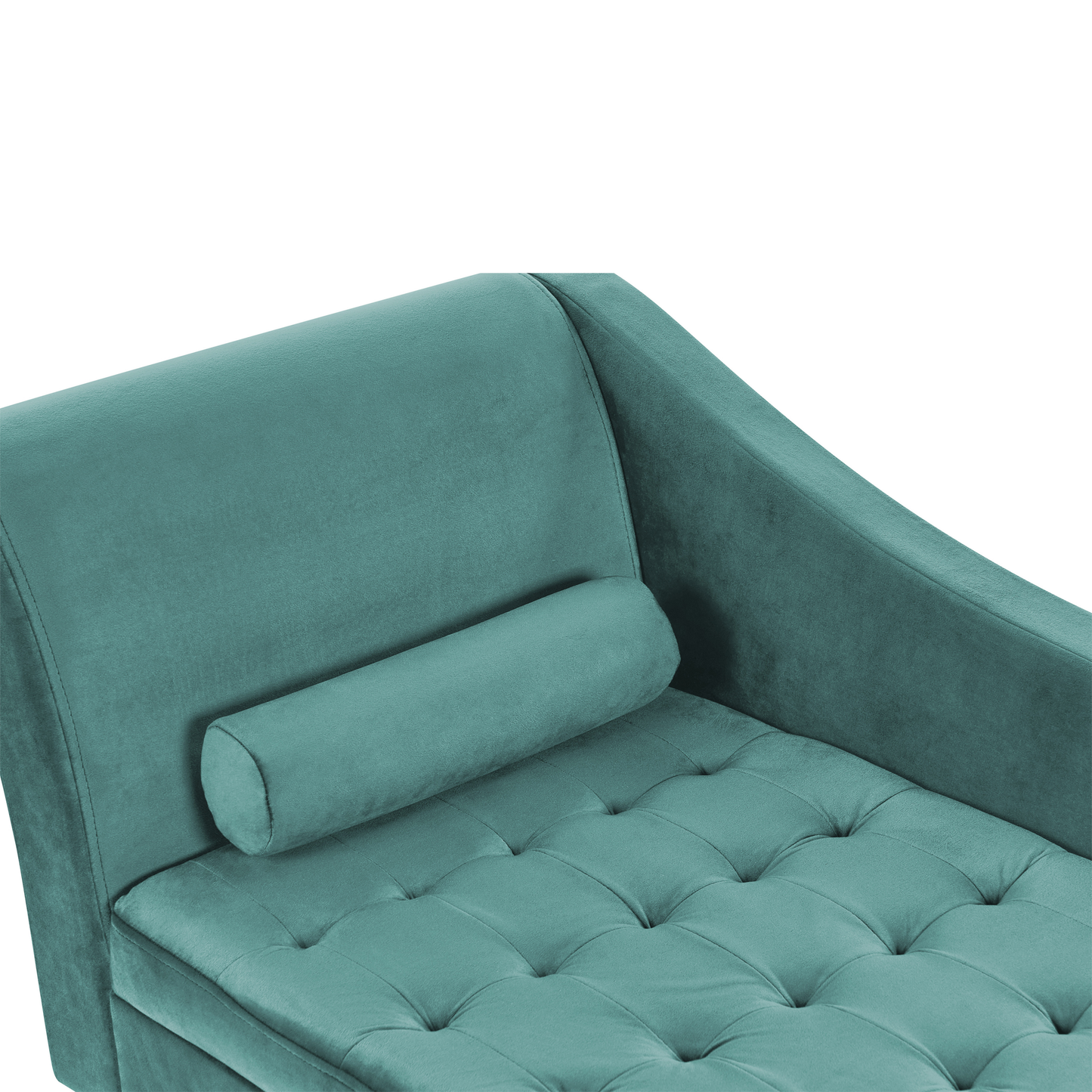 Chaiselongue Samtstoff blaugrün mit Bettkasten linksseitig PESSAC
