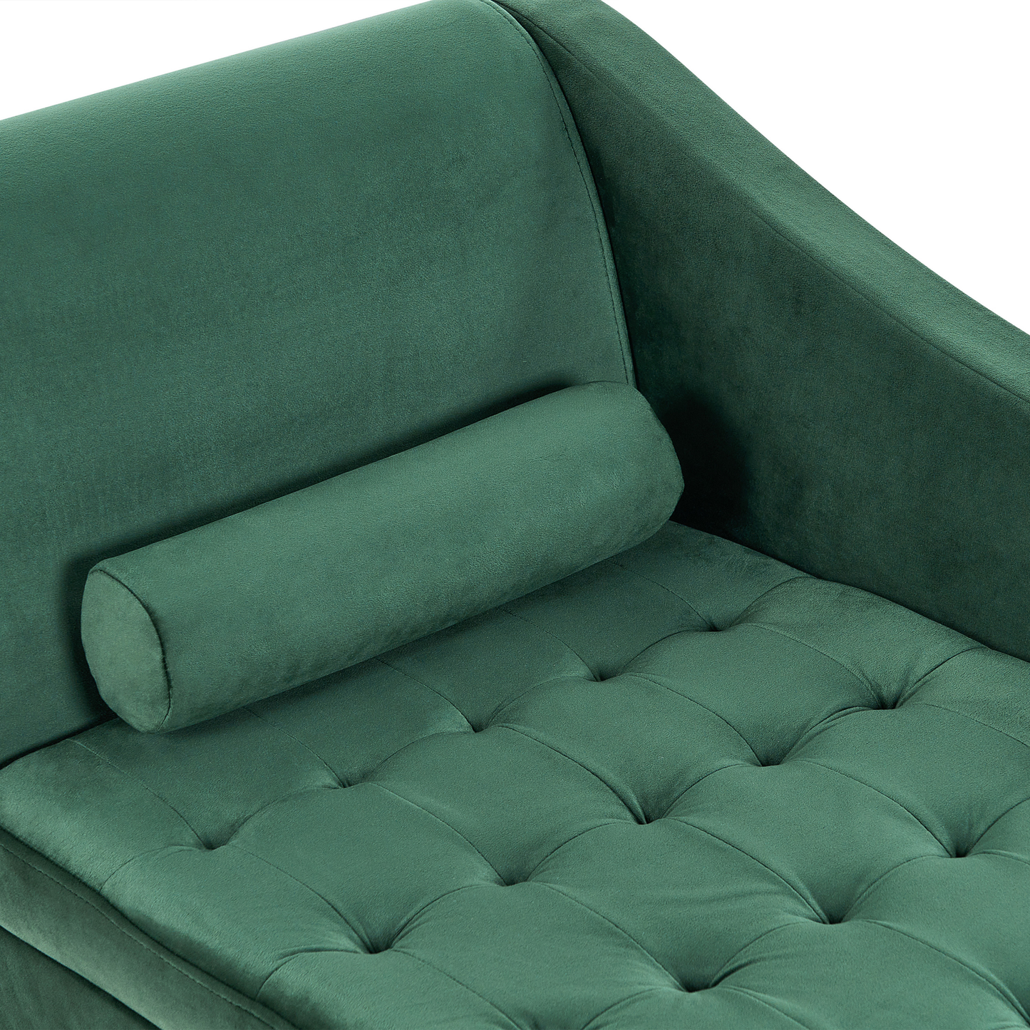 Chaiselongue Samtstoff dunkelgrün mit Bettkasten linksseitig PESSAC