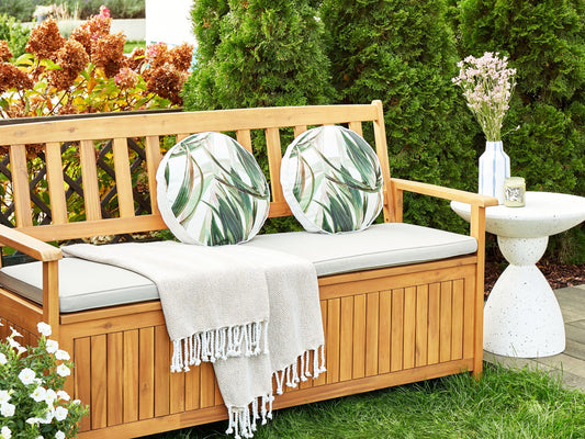 Gartenkissen 2er Set CALDERINA Pflanzenmuster 40 x 40 cm Grün