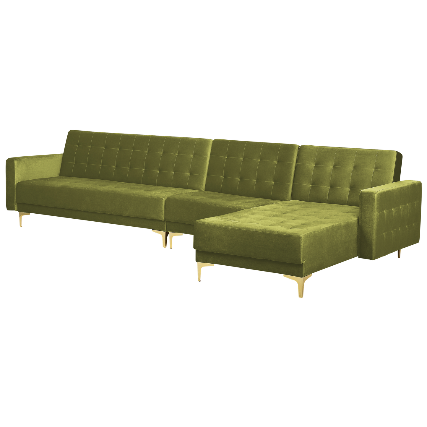 Modulsofa Samtstoff Schlaffunktion grün linksseitig Ottomane ABERDEEN