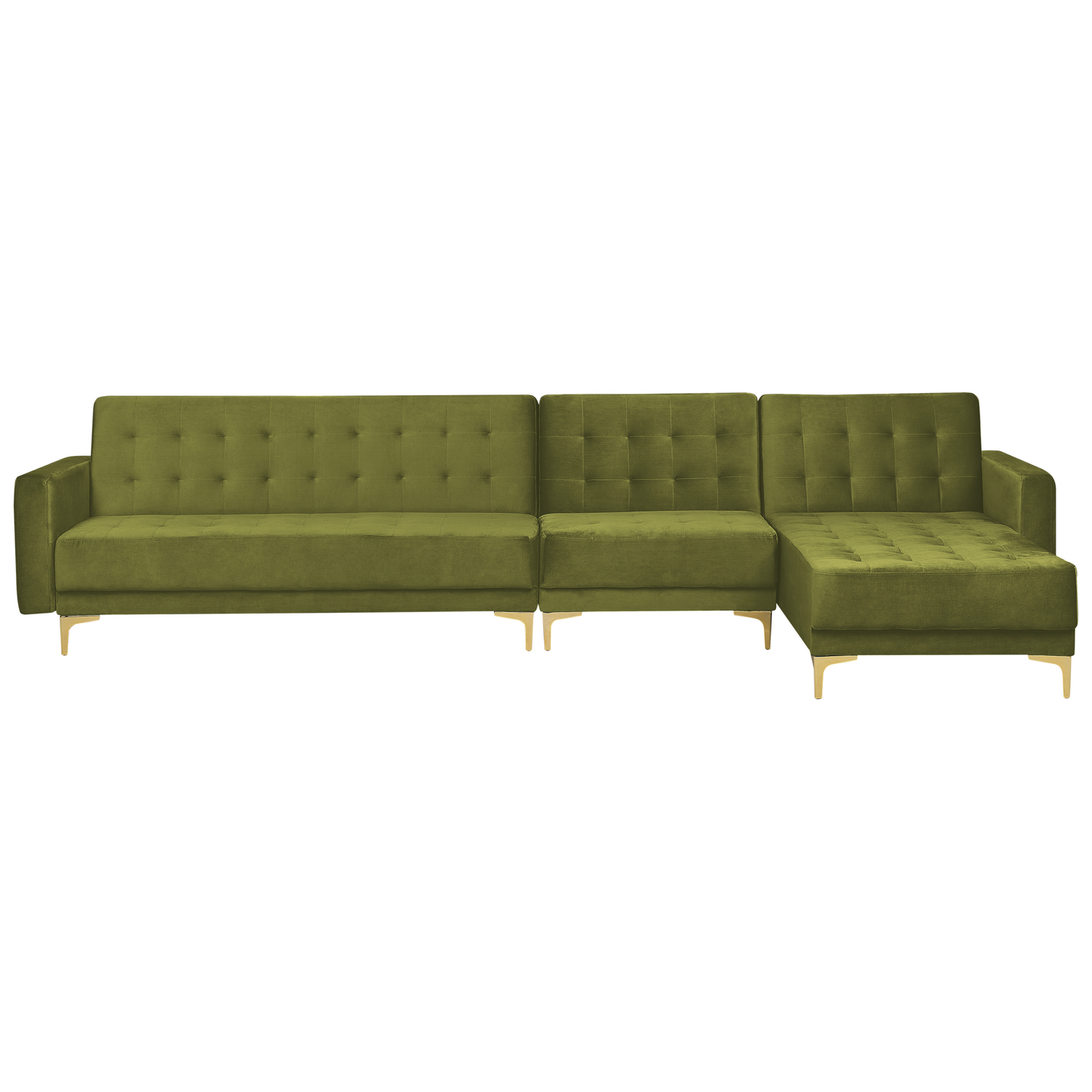 Modulsofa Samtstoff Schlaffunktion grün linksseitig Ottomane ABERDEEN