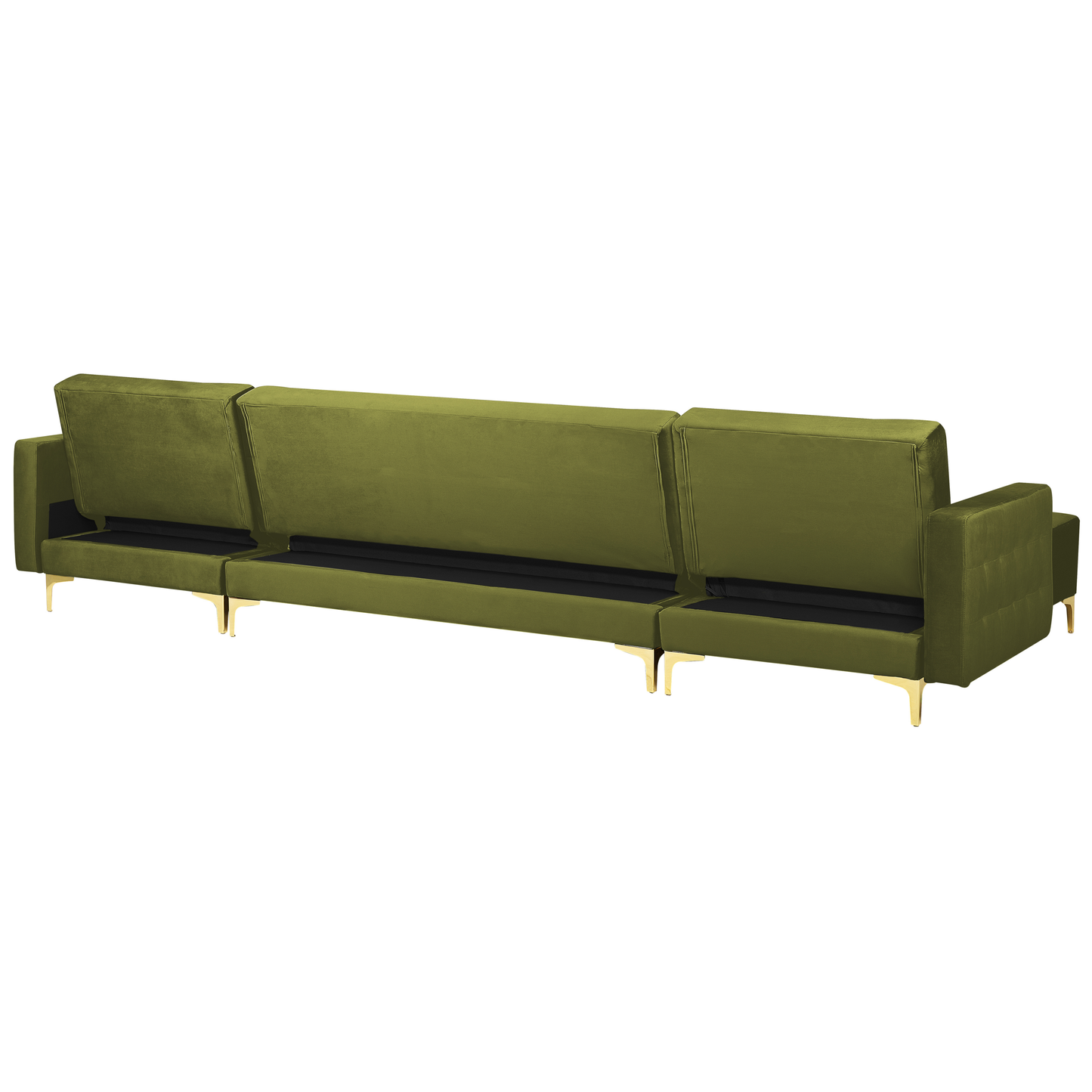 Schlafsofa U-förmig Samtstoff grün ABERDEEN