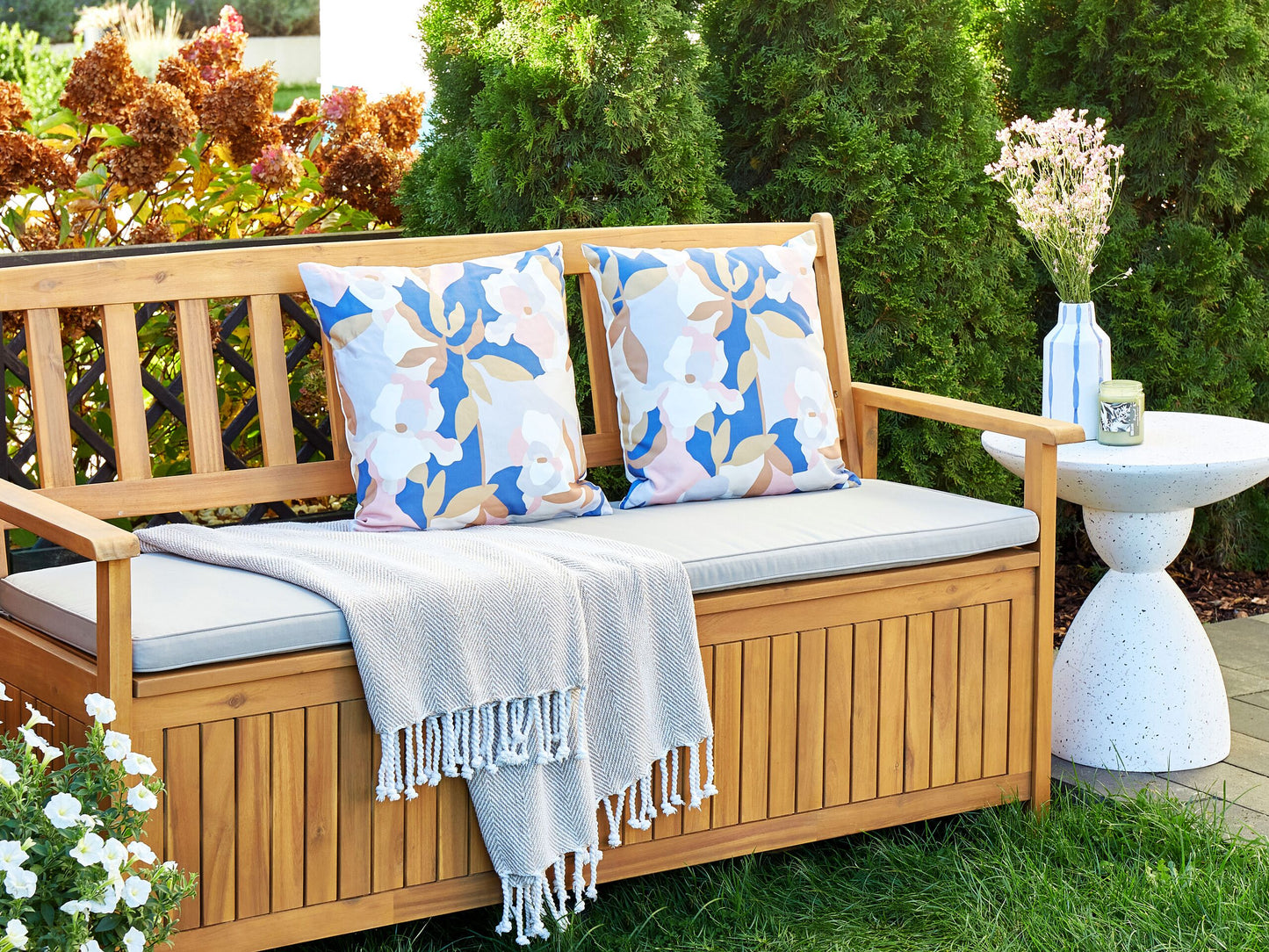 Gartenkissen 2er Set VEREZZI Blumenmuster 45 x 45 cm Bunt