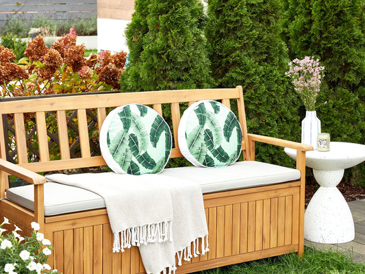 Gartenkissen 2er Set BOISSANO Pflanzenmuster 40 x 40 cm Grün