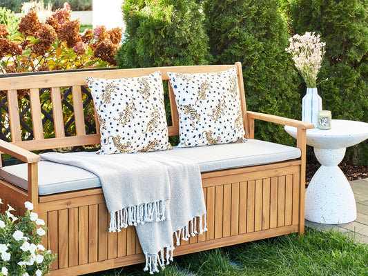 Gartenkissen 2er Set ARENZANO Tiermuster 45 x 45 cm Beige