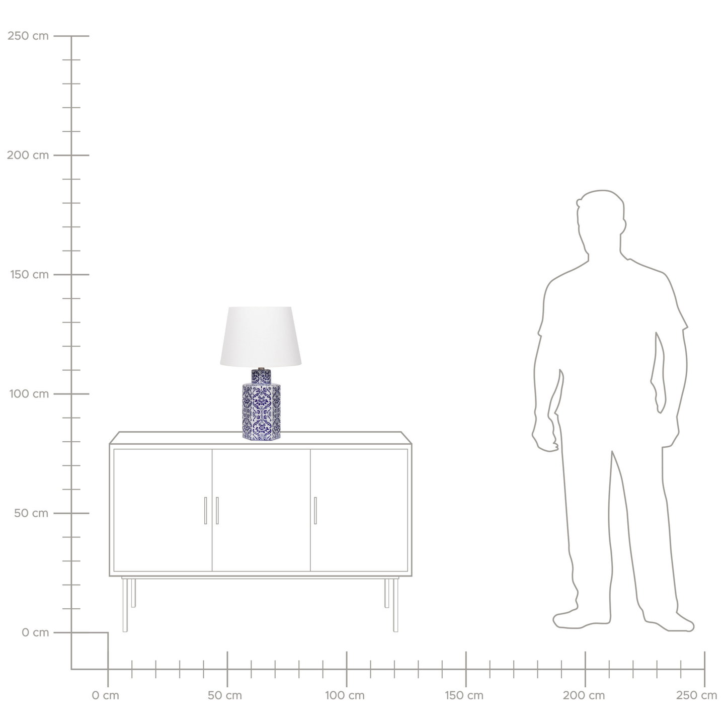 Tischleuchte MARCELIN Porzellan Blau