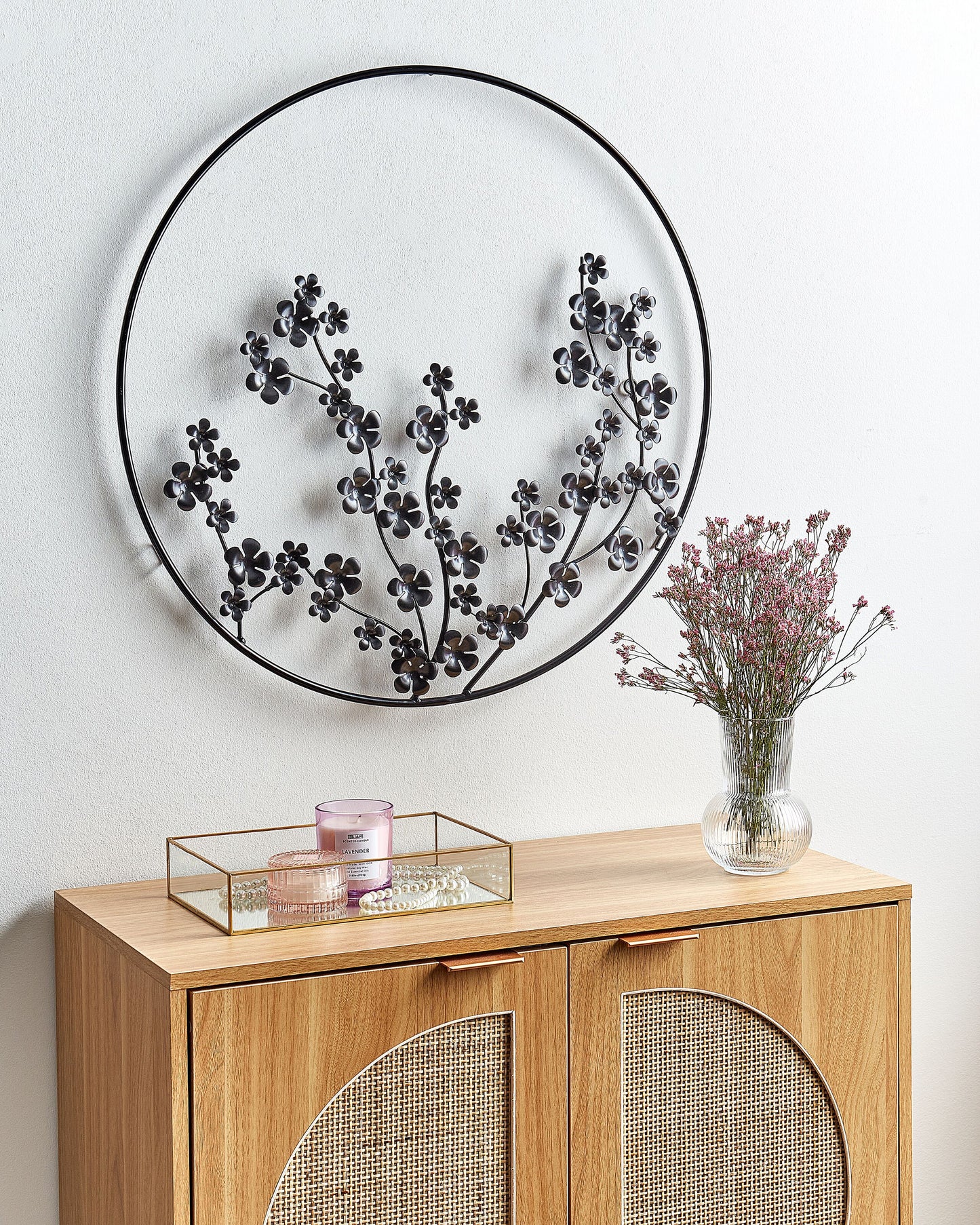 Wandobjekt Blume STRONTIUM Metall 70 cm Schwarz