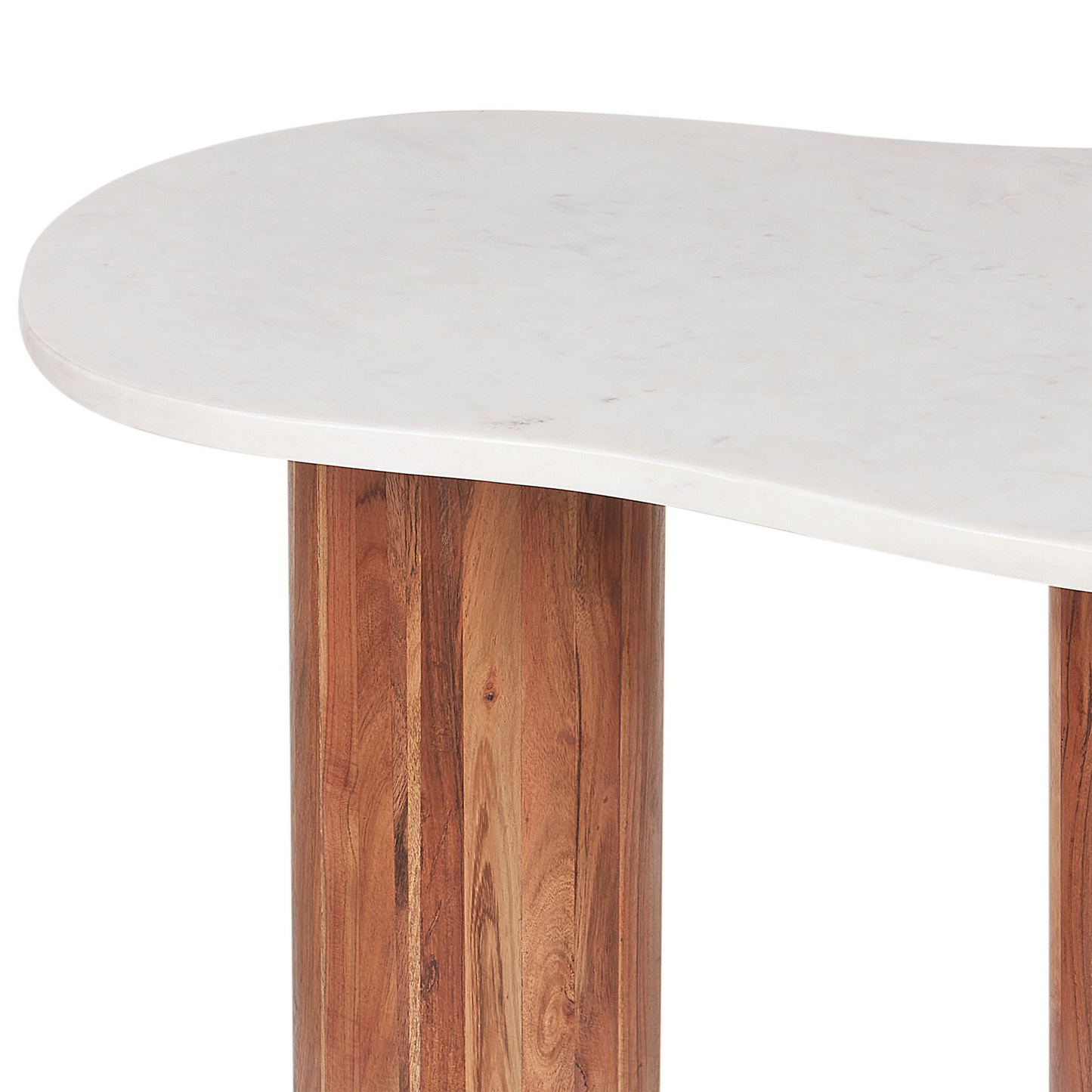 Beistelltisch Marmor / Akazienholz weiss asymmetrisch 90 x 35 cm CASABLANCA