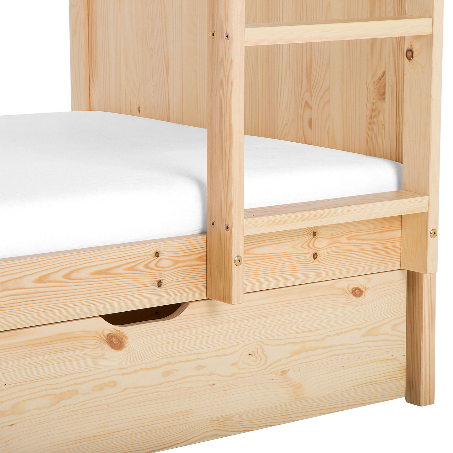 Hochbett mit Schubladen Kiefernholz ALBON 90 x 200 cm Hellbraun