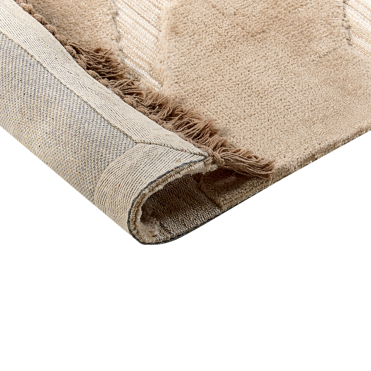 Teppich beige 200 x 300 cm mit Fransen Kurzflor SAZOO