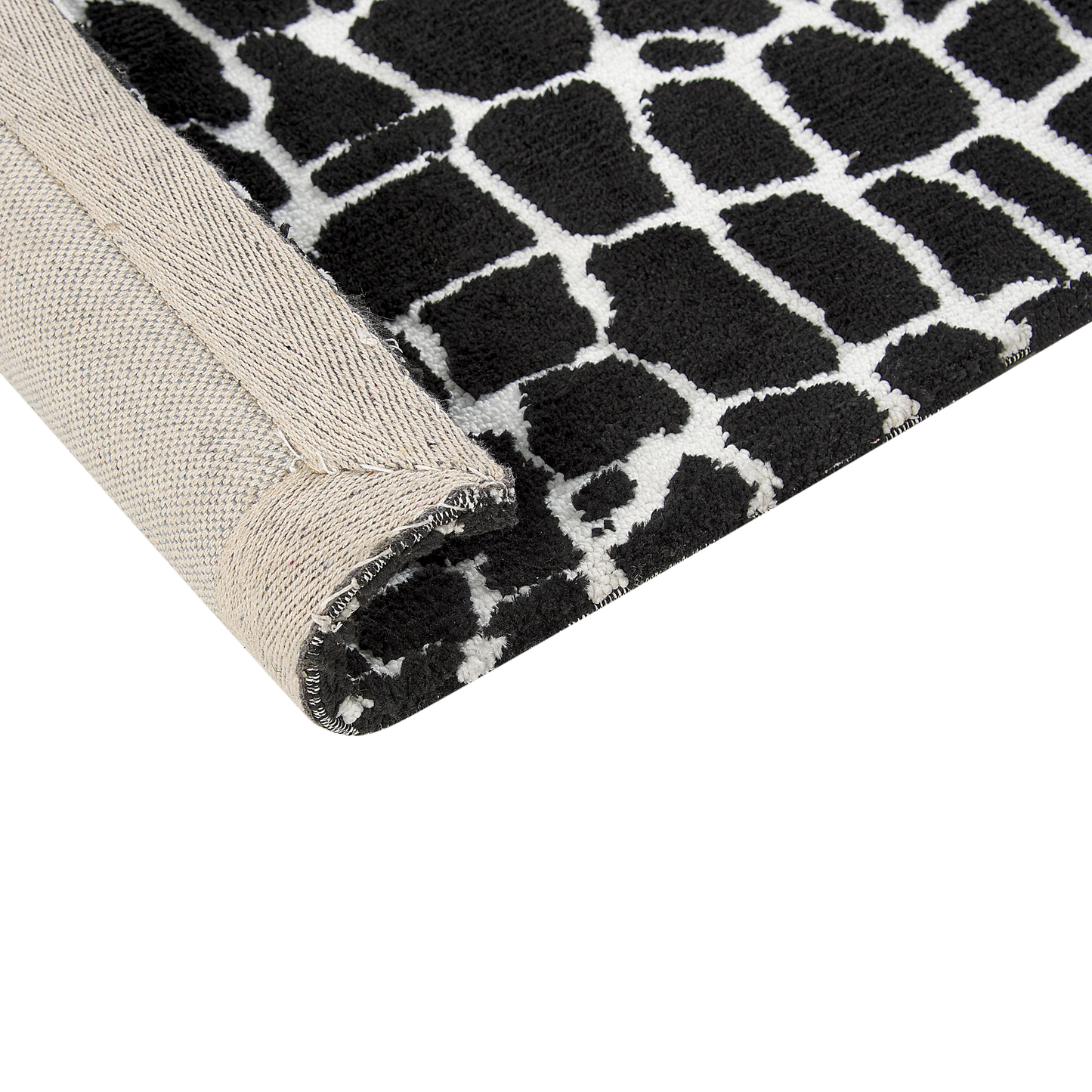 Teppich schwarz / weiss 160 x 230 cm abstraktes Muster Kurzflor PUNGE