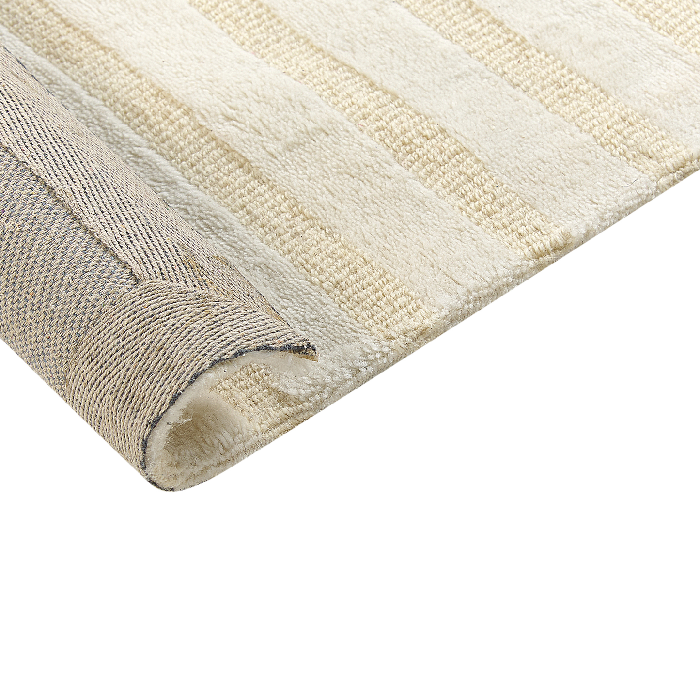 Teppich Wolle hellbeige 200 x 300 cm Steifenmuster ABEGUM