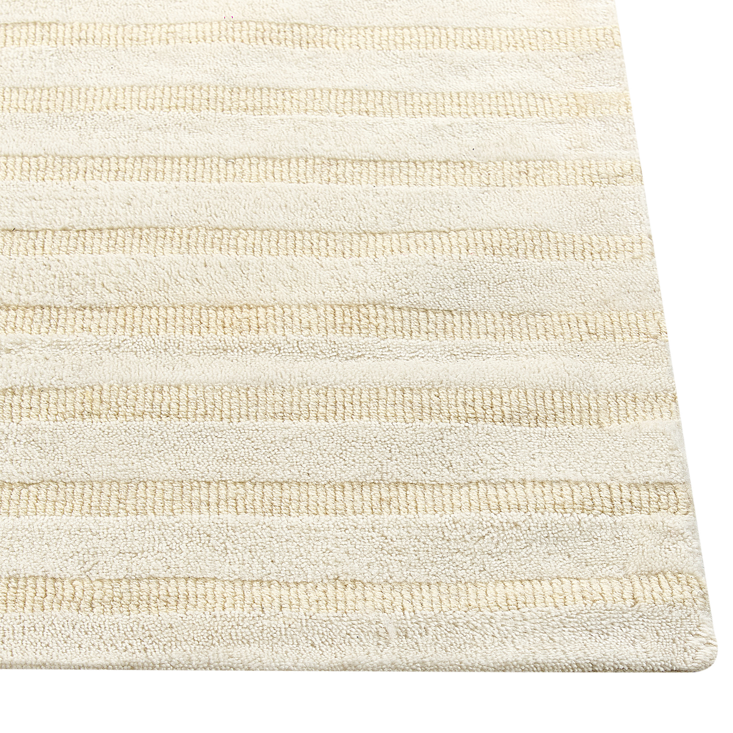 Teppich Wolle hellbeige 200 x 300 cm Steifenmuster ABEGUM