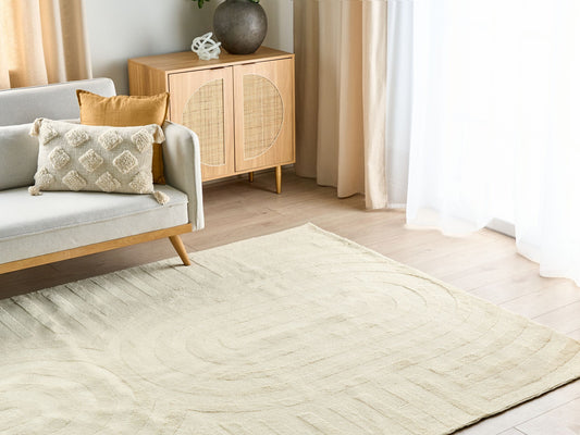 Teppich Wolle hellbeige 200 x 300 cm Streifenmuster MASTUNG