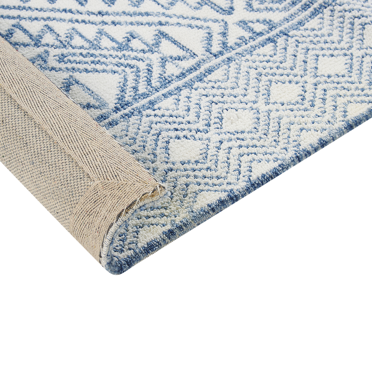 Teppich blau / weiss 300 x 400 cm geometrisches Muster KAWAS