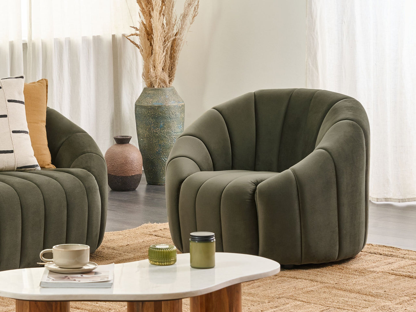 Sessel MALUNG Samtstoff Dunkelgrün