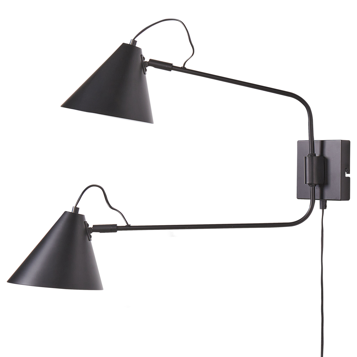 Wandleuchte Metall schwarz 2-flammig Kegelform verstellbar MANDIRI