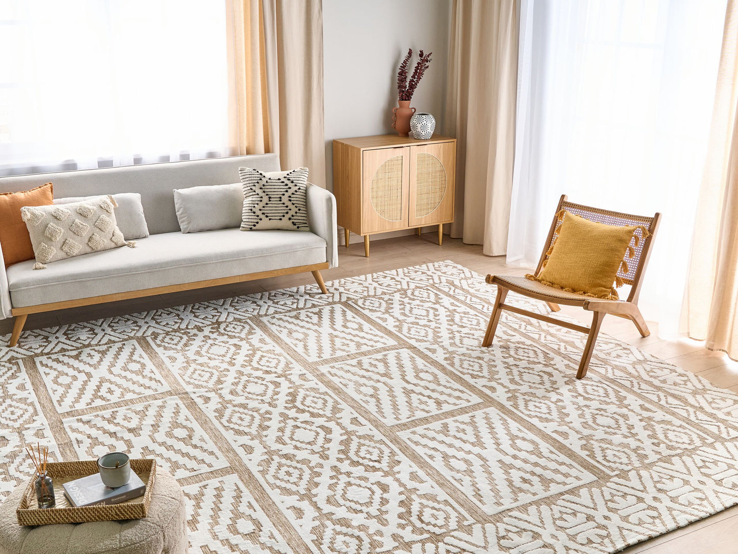 Teppich cremeweiss / beige 300 x 400 cm orientalisches Muster GOGAI