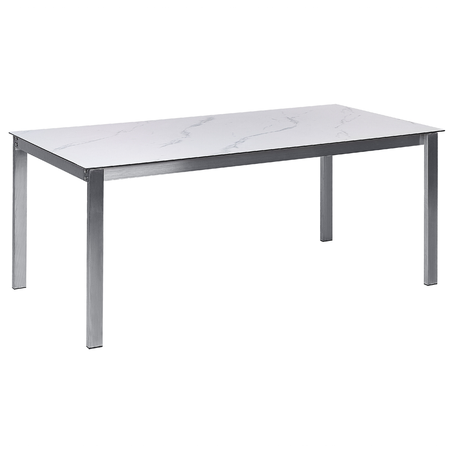 Gartentisch COSOLETO 180 cm 90 cm Marmor Optik Glas Weiss
