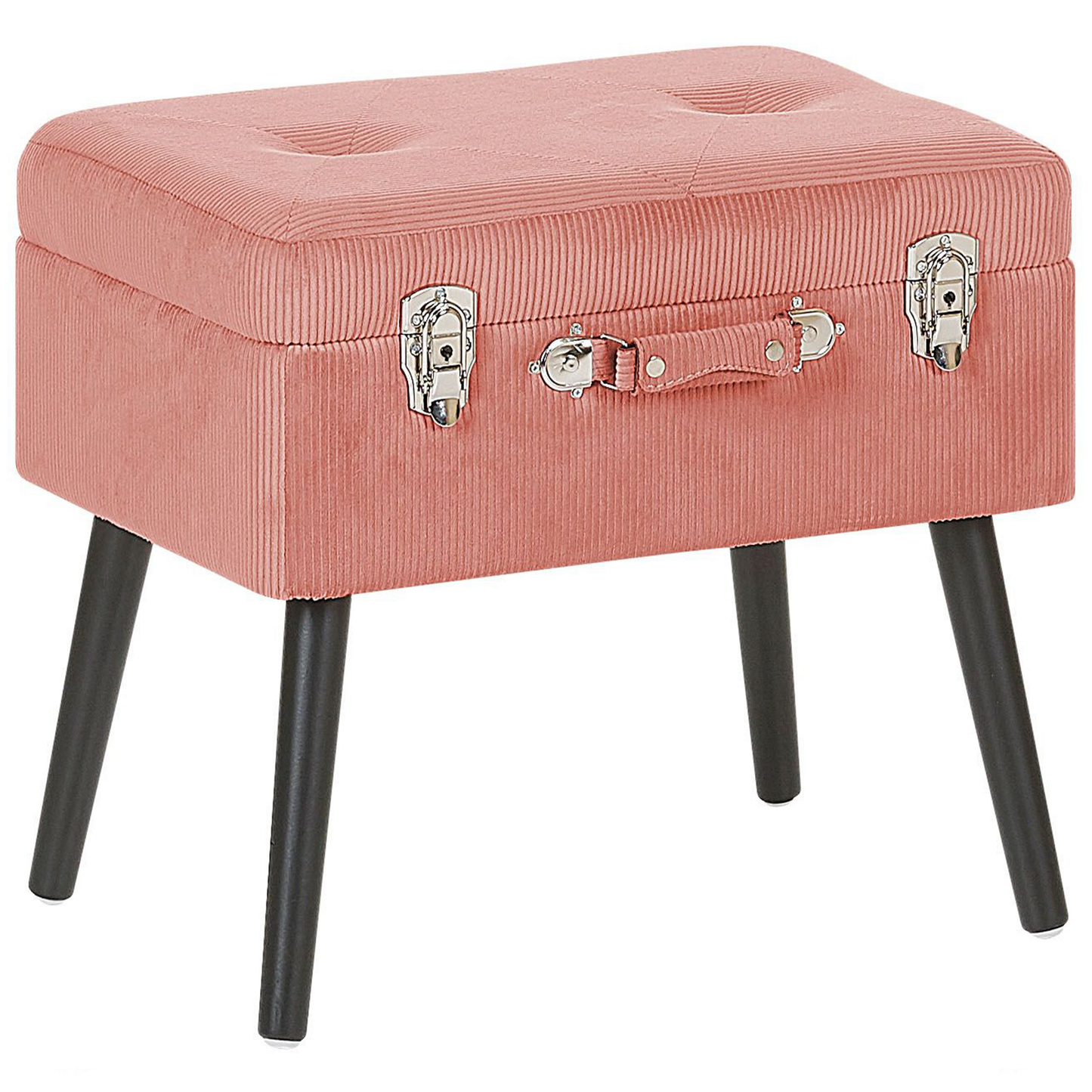 Hocker mit Stauraum Cord rosa Koffer-Design MALLARD