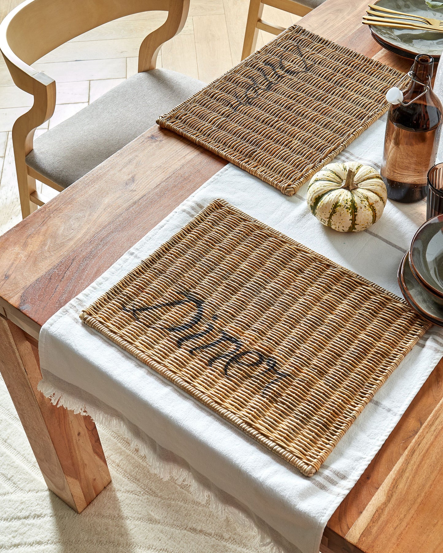 Tischset 2-teilig Rattan naturfarben 43 x 33 cm RUKBAN