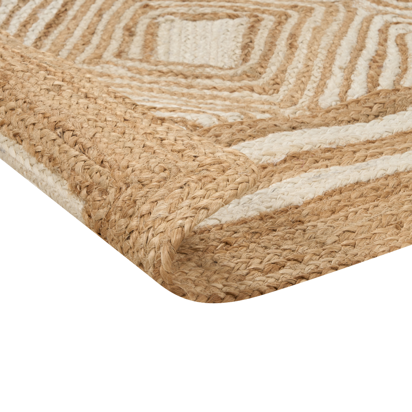 Teppich Jute beige 200 x 300 cm geometrisches Muster Kurzflor MENGEN