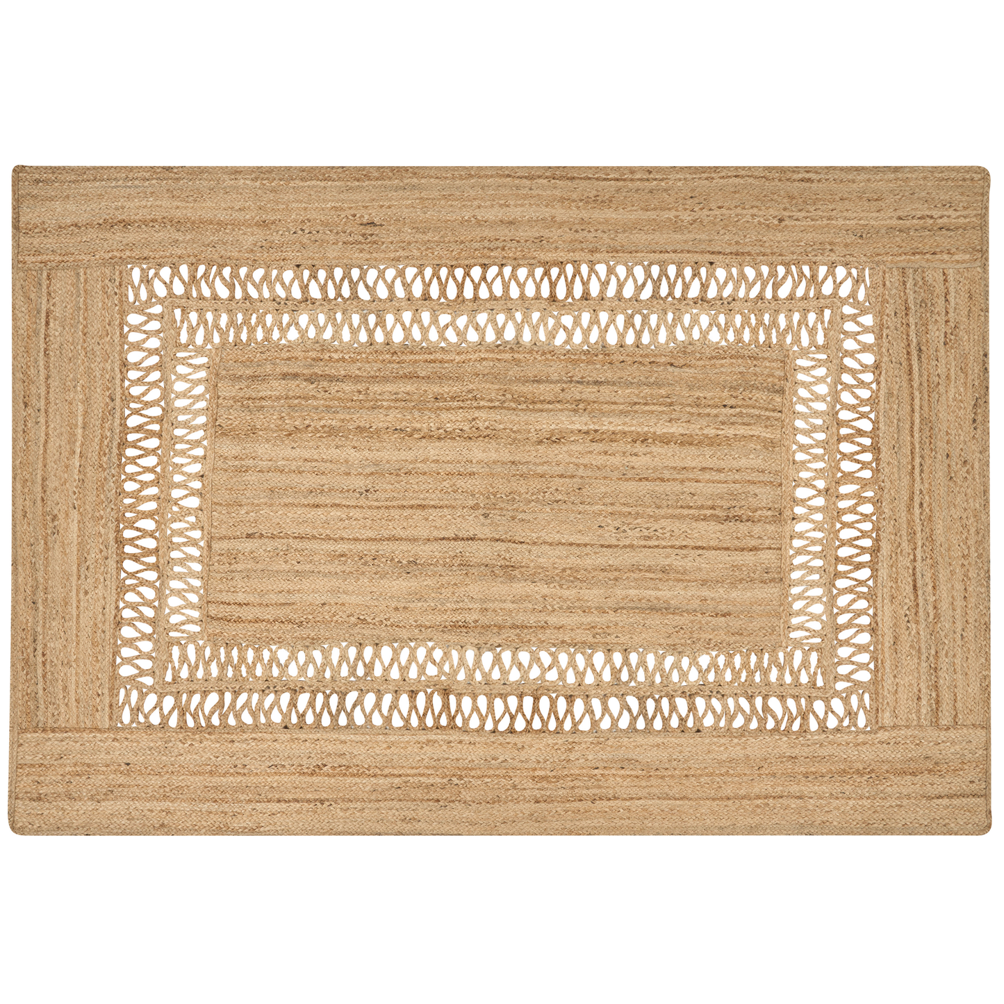 Teppich Jute beige 160 x 230 cm geometrisches Muster Kurzflor YENIKOY