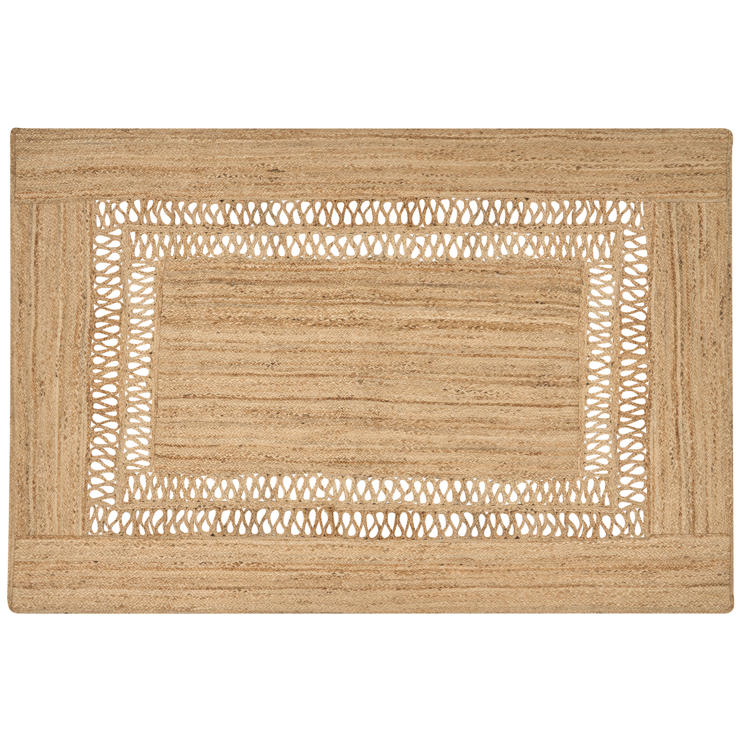 Teppich Jute beige 200 x 300 cm geometrisches Muster Kurzflor YENIKOY