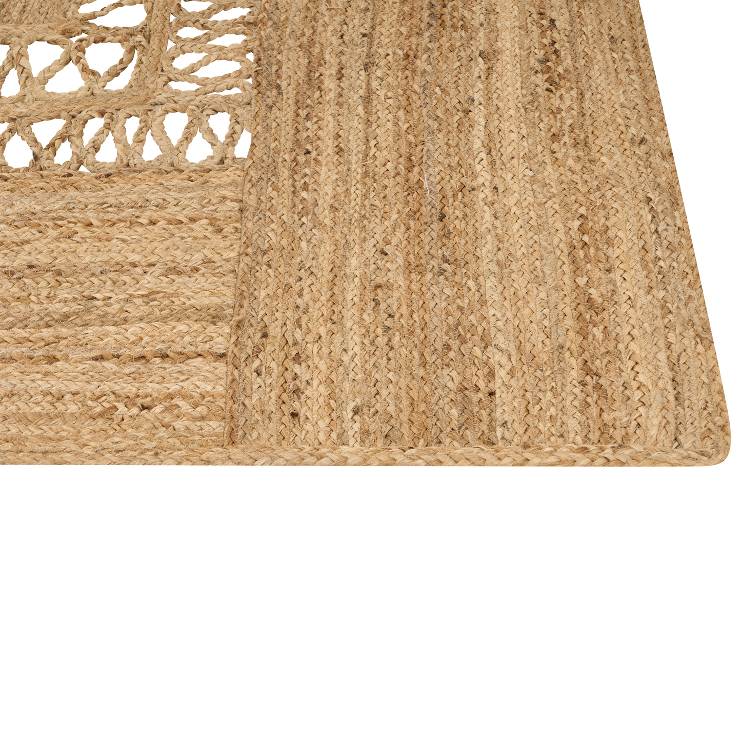 Teppich Jute beige 200 x 300 cm geometrisches Muster Kurzflor YENIKOY