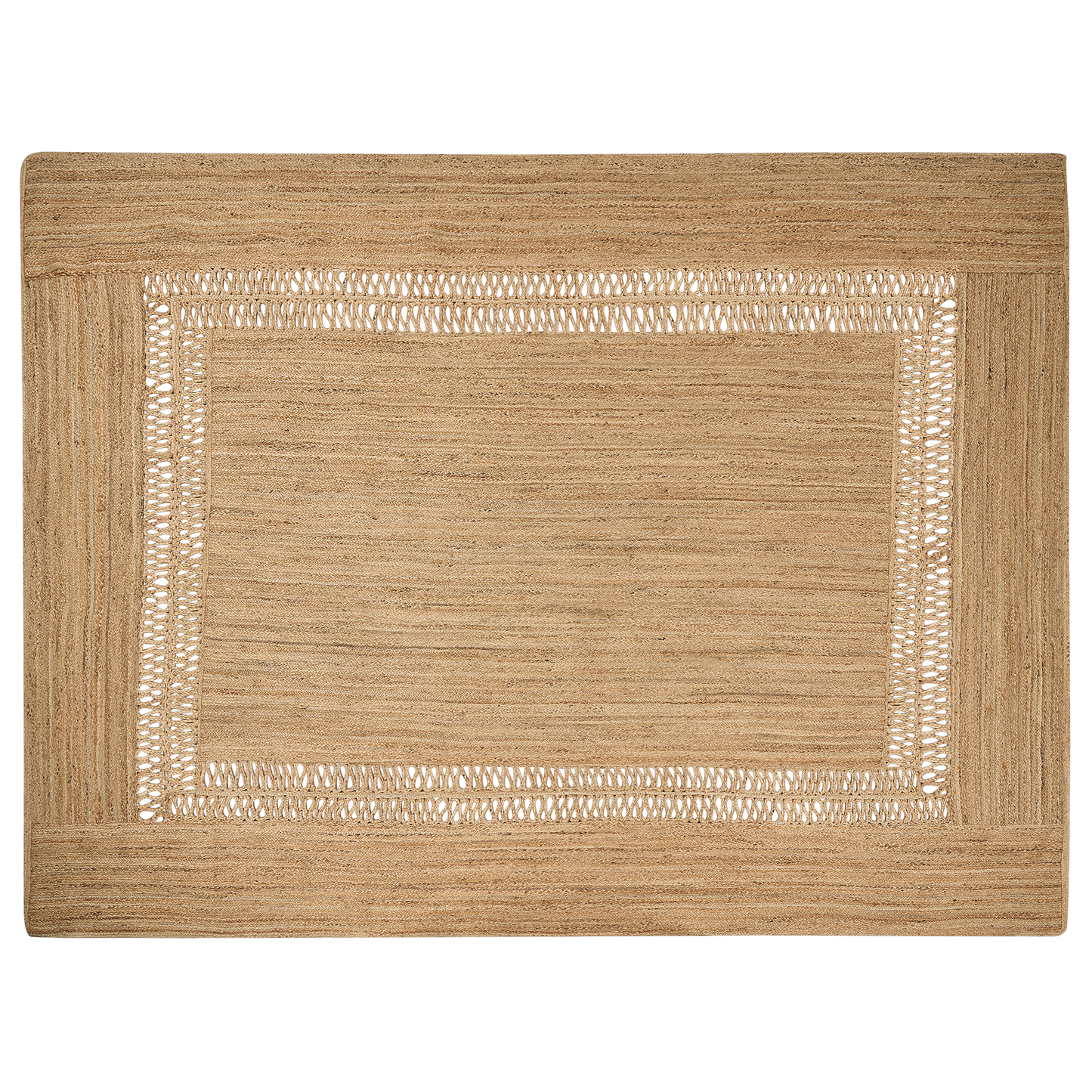 Teppich Jute beige 300 x 400 cm geometrisches Muster Kurzflor YENIKOY