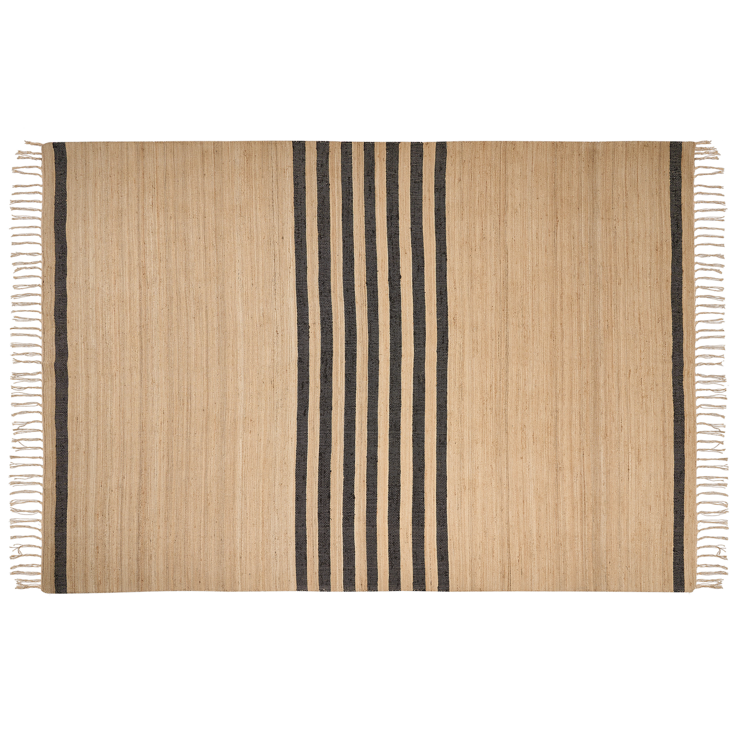 Teppich Jute beige / schwarz 160 x 230 cm Streifenmuster Kurzflor ERICEK