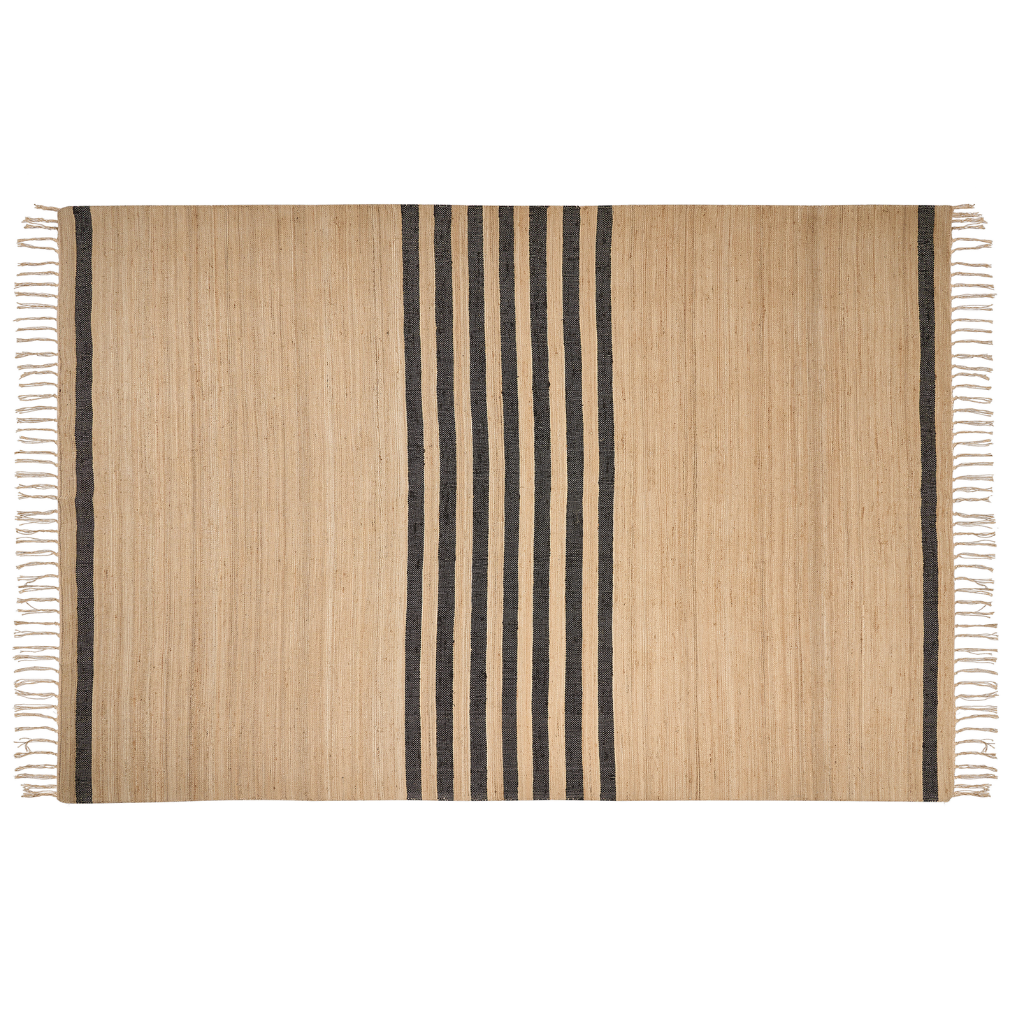 Teppich Jute beige / schwarz 200 x 300 cm Streifenmuster Kurzflor ERICEK