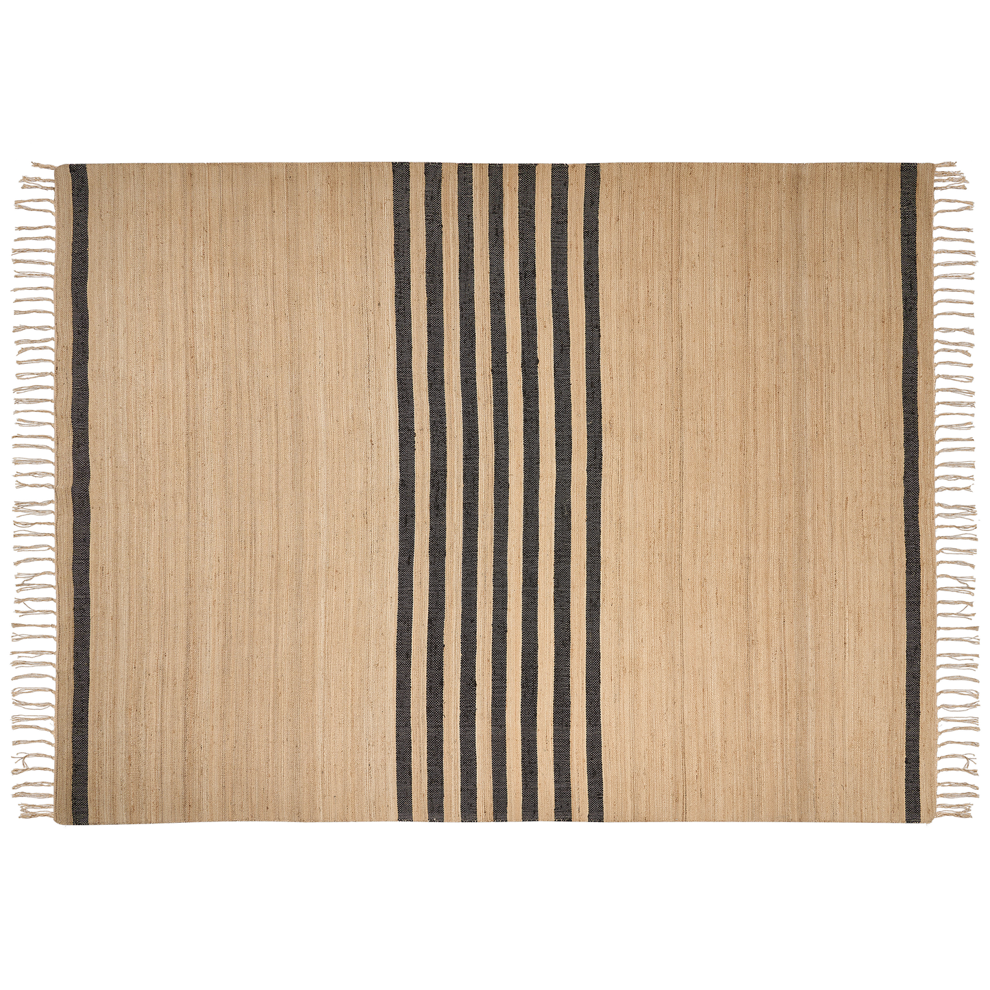 Teppich Jute beige / schwarz 300 x 400 cm Streifenmuster Kurzflor ERICEK