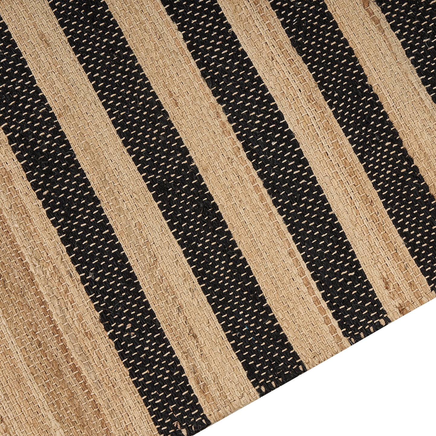 Teppich Jute beige / schwarz 300 x 400 cm Streifenmuster Kurzflor ERICEK