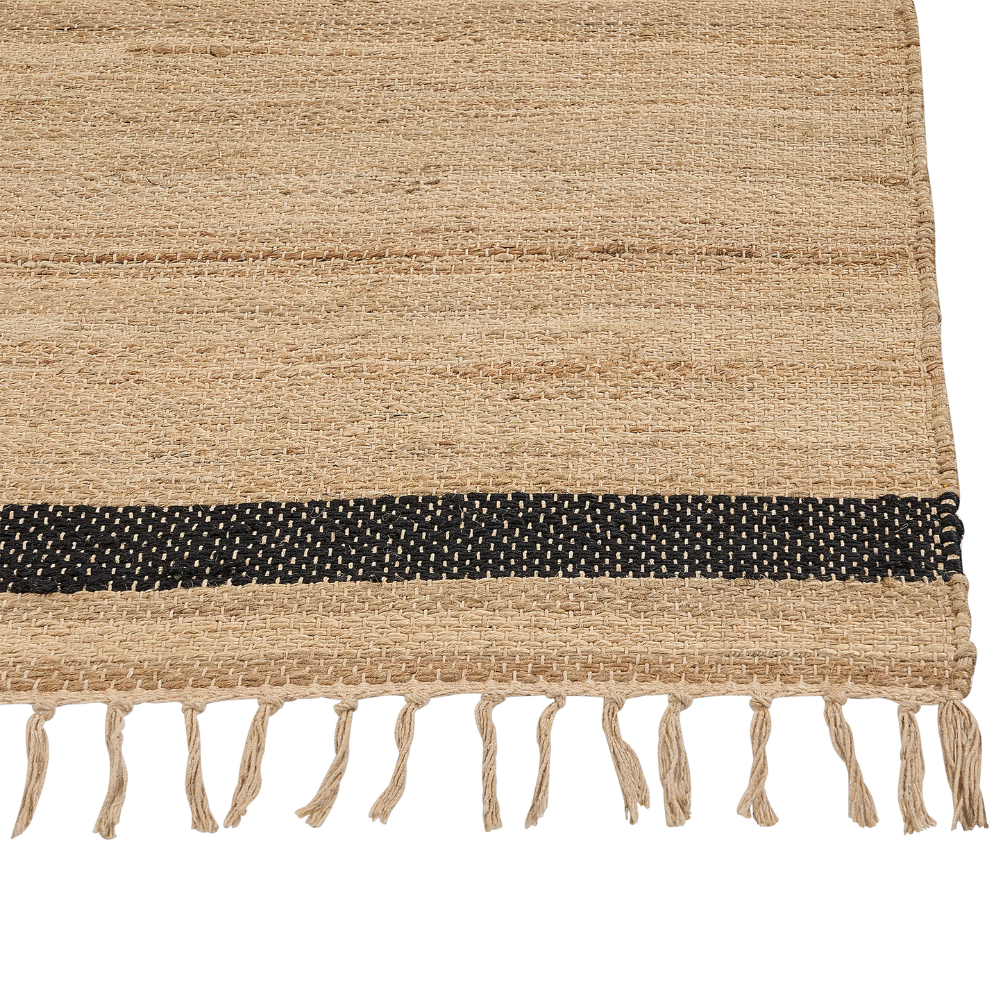 Teppich Jute beige / schwarz 300 x 400 cm Streifenmuster Kurzflor ERICEK