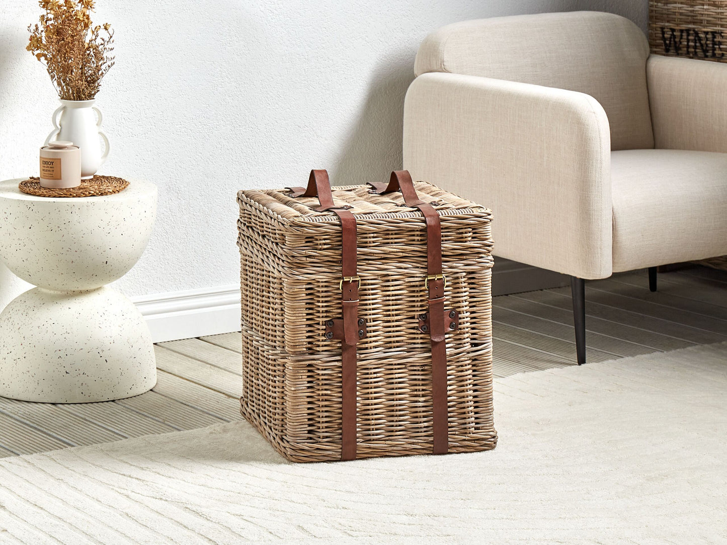 Aufbewahrungsbox mit Deckel Rattan naturfarben MADABA