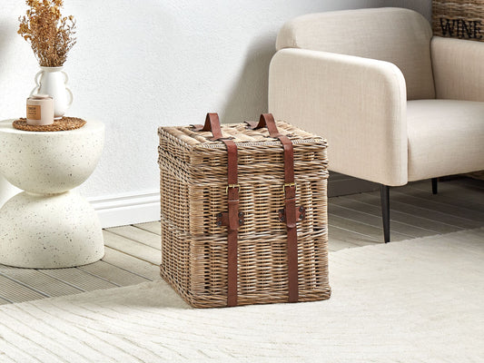 Aufbewahrungsbox mit Deckel Rattan naturfarben MADABA