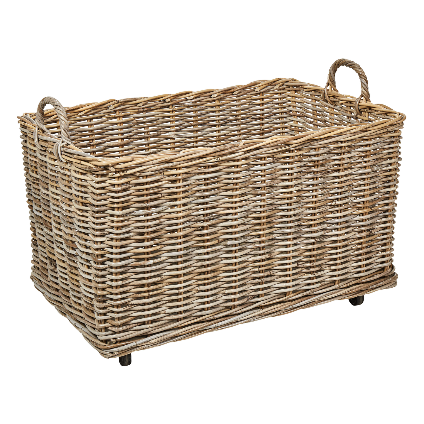 Aufbewahrungsbox mit Rollen Rattan naturfarben 2er Set KITIM