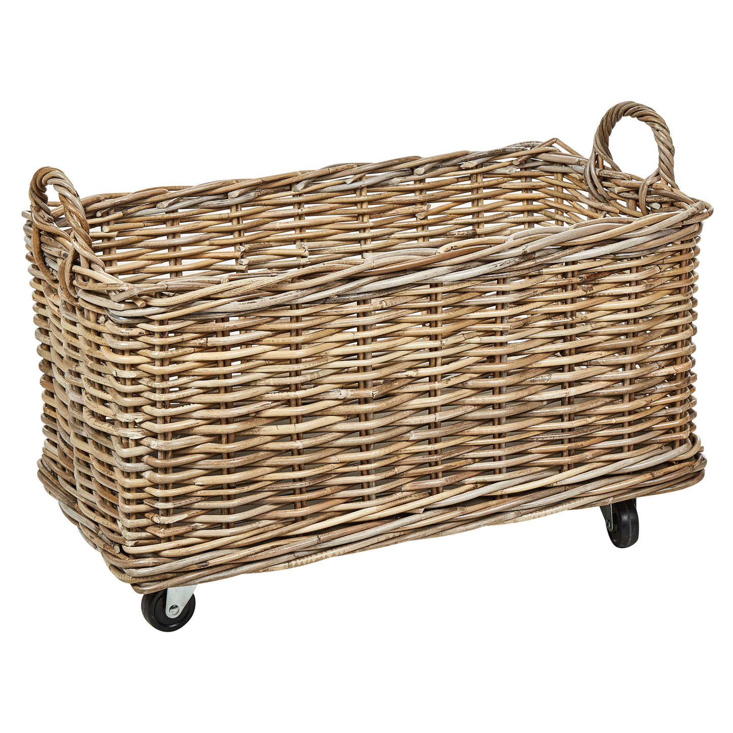 Aufbewahrungsbox mit Rollen Rattan naturfarben 2er Set KITIM