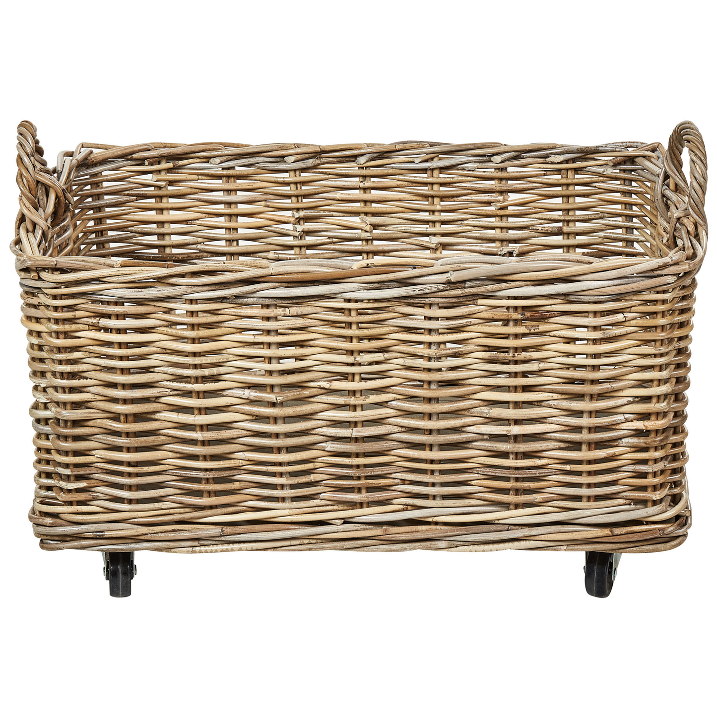 Aufbewahrungsbox mit Rollen Rattan naturfarben 2er Set KITIM