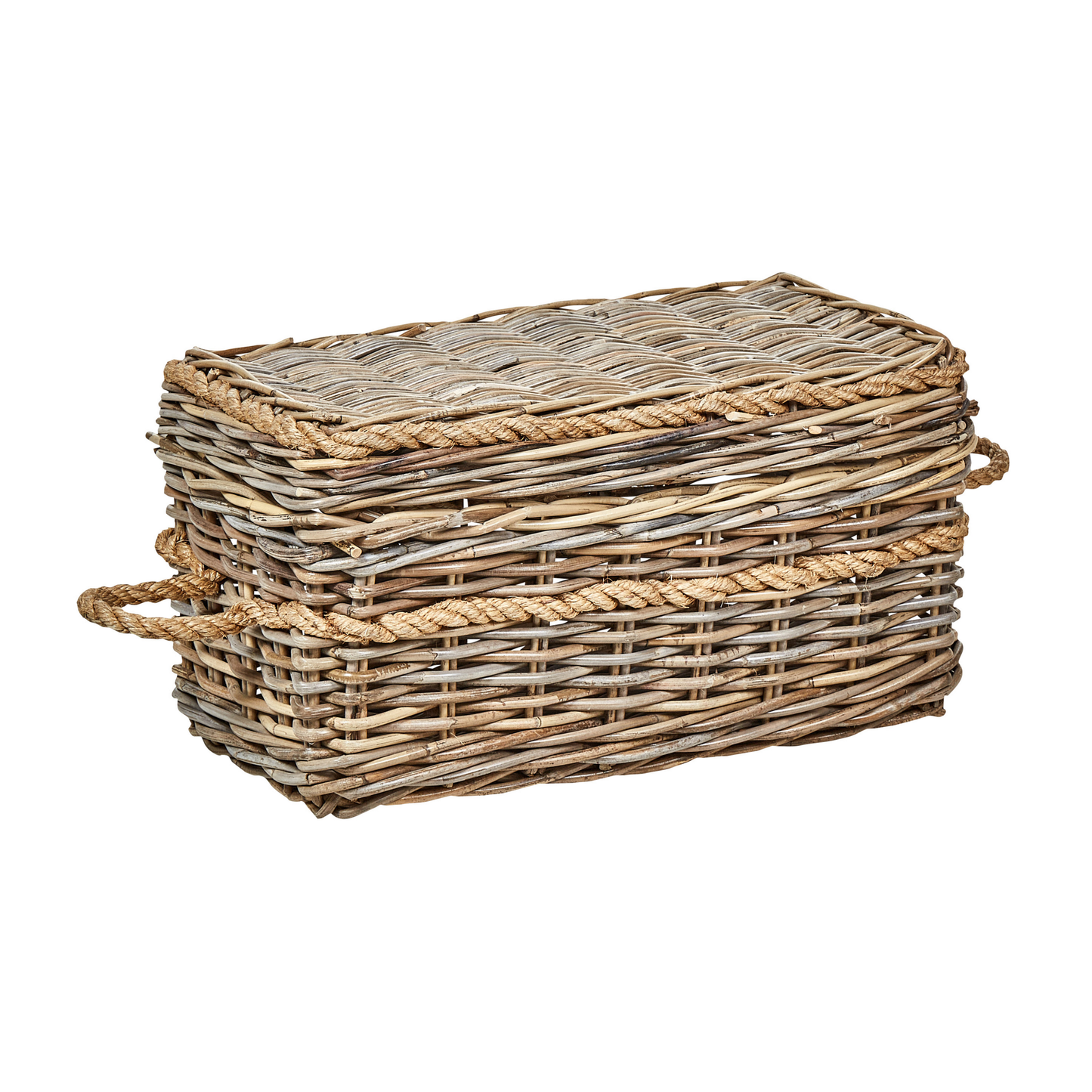Aufbewahrungsbox mit Deckel Rattan naturfarben 3er Set GERASA