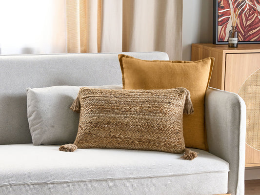 Dekokissen Jute beige mit Quasten 30 x 50 cm SIUM