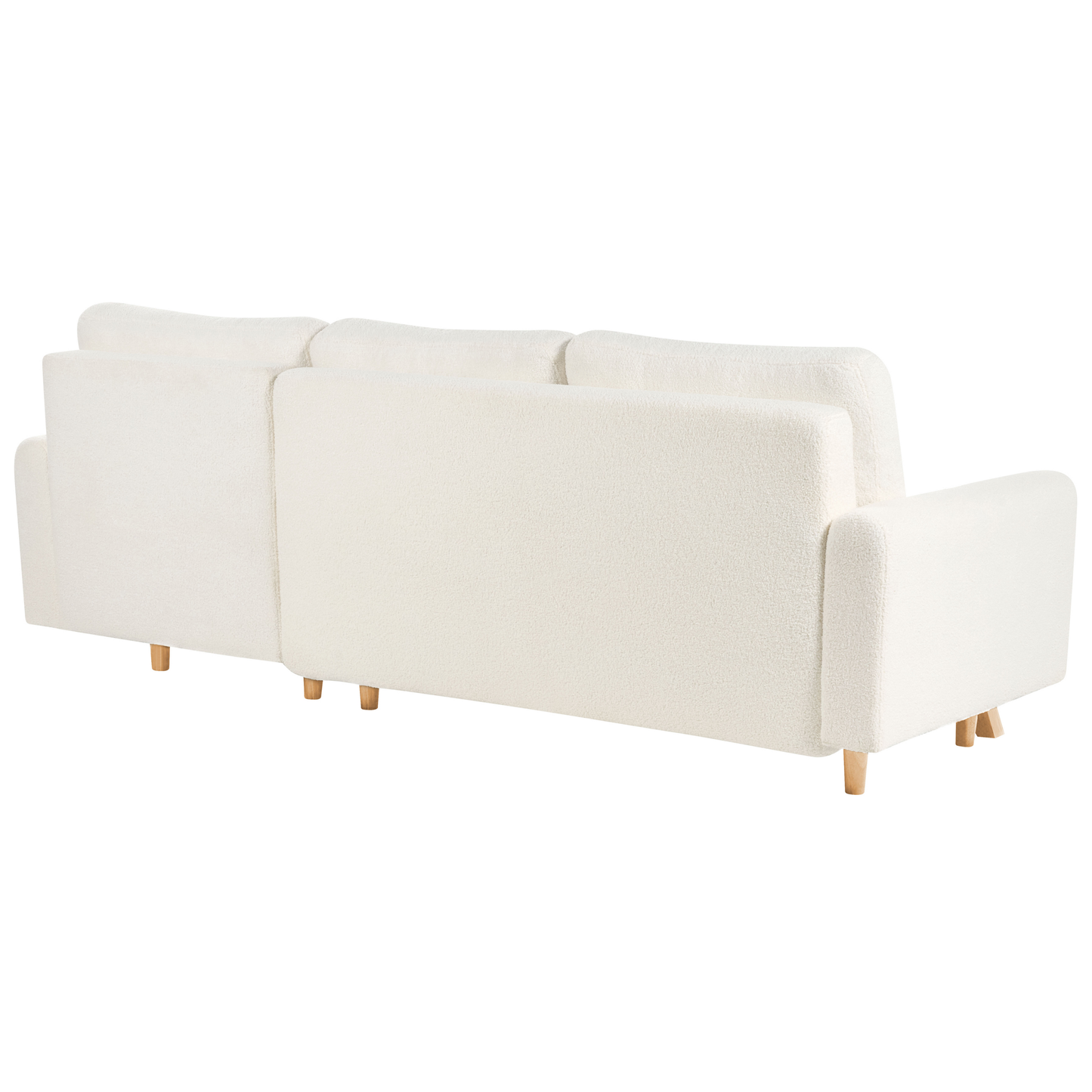 3-Sitzer Ecksofa Bouclé cremeweiss linksseitig mit Schlaffunktion Stauraum SIRO