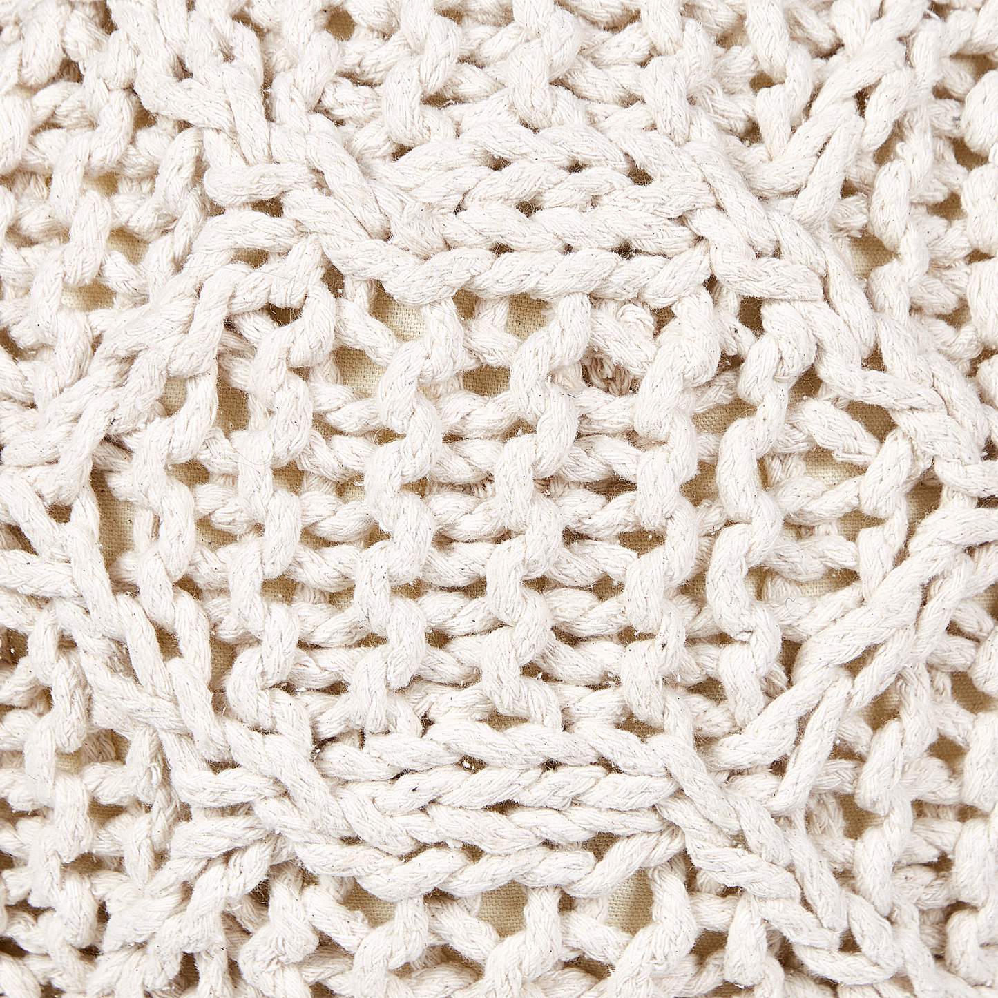 Pouf Makramee Baumwolle hellbeige ⌀ 50 cm TRIMAN