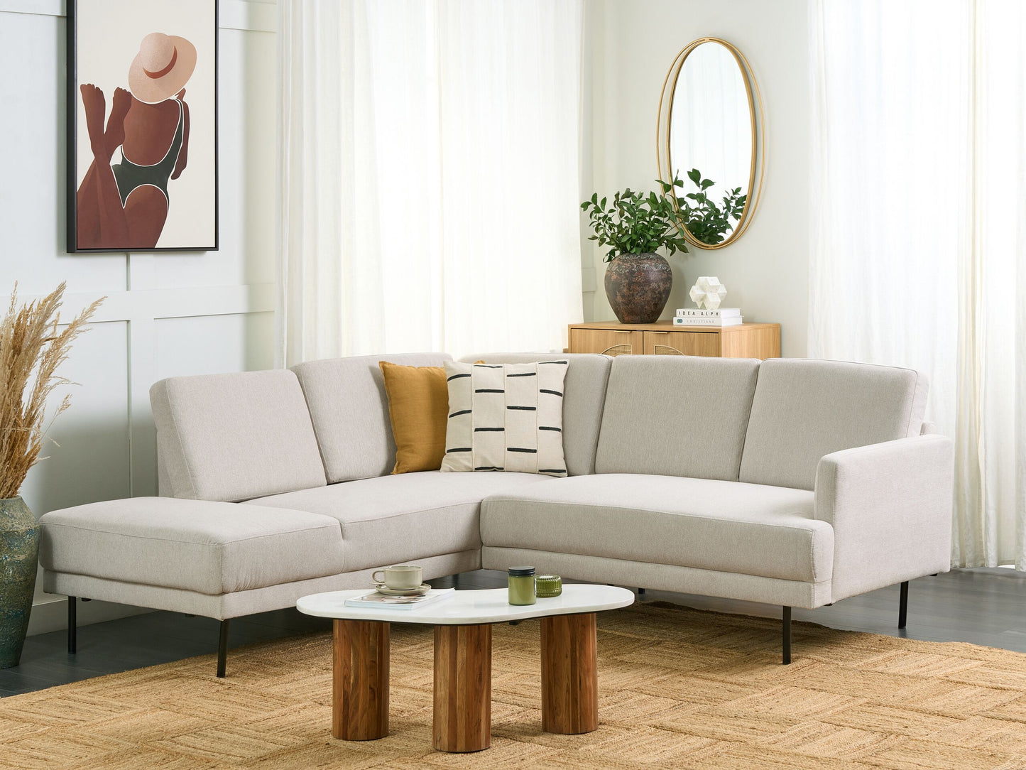 4-Sitzer Ecksofa hellbeige rechtsseitig BREDA