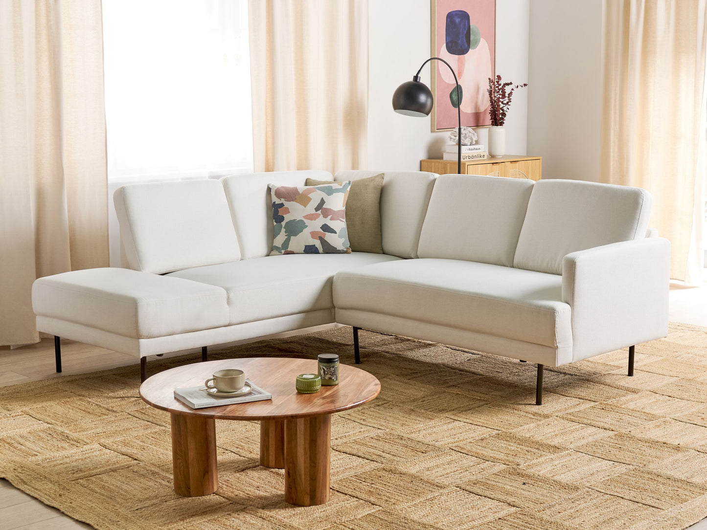 4-Sitzer Ecksofa cremeweiss rechtsseitig BREDA
